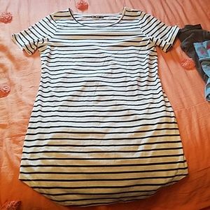 SheIn white and blue striped short-sleeve dress